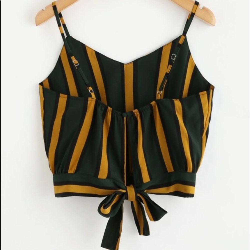 Striped split tie back crop cami - Picture 3 of 6